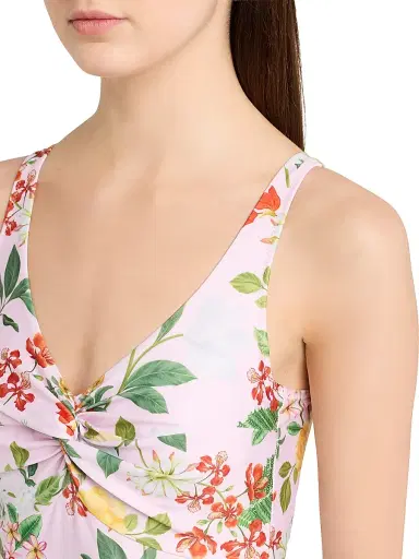 VERANDAH Women's Ammama Twisted Drape One-Piece Swimsuit - Blush Multi Floral - Size XL | Thumbnail 4
