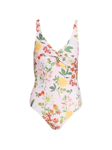 VERANDAH Women's Ammama Twisted Drape One-Piece Swimsuit - Blush Multi Floral - Size XL | Thumbnail 1