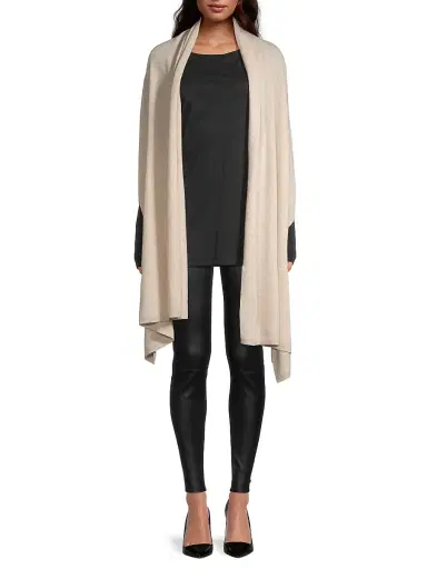 Sofia Cashmere Women's Cashmere Knit Wrap - Oatmeal | Thumbnail 3 Sofia Cashmere Women's Cashmere Knit Wrap - Oatmeal | Thumbnail 3