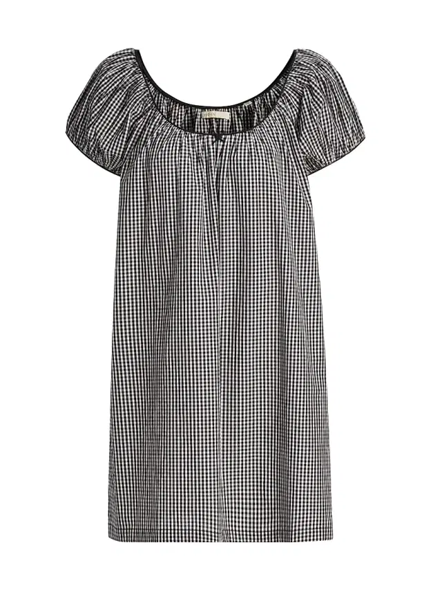 DÔEN Women's Julia Cotton Minidress - Noir La Maddalena Gingham