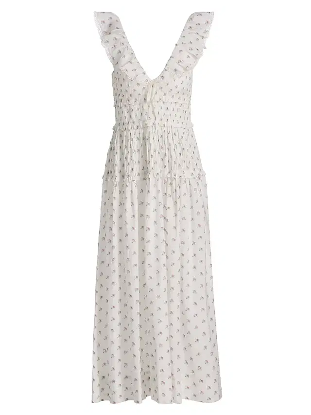 DÔEN Women's Sorina Smocked Cotton Midi-Dress - Petit Posy Calico