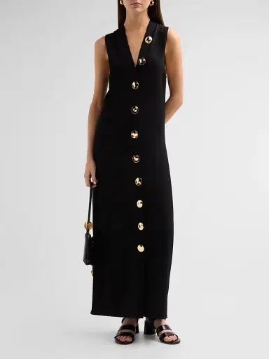 Altuzarra Women's Axia Button-Front Maxi Dress - Black - Size XL | Thumbnail 2 Altuzarra Women's Axia Button-Front Maxi Dress - Black - Size XL | Thumbnail 2