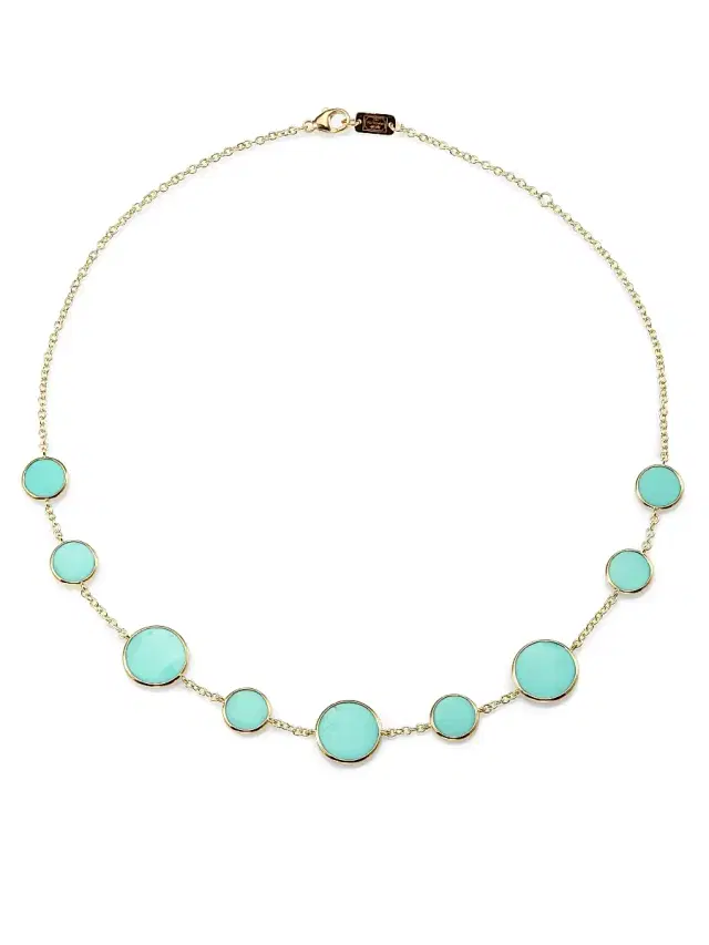 Women's Polished Rock Candy 18K Yellow Gold & Turquoise Necklace - Gold Turquoise