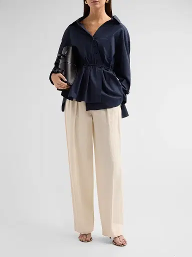 Rosie Assoulin Women's Falling Asymmetric Off-The-Shoulder Top - Navy | Thumbnail 2