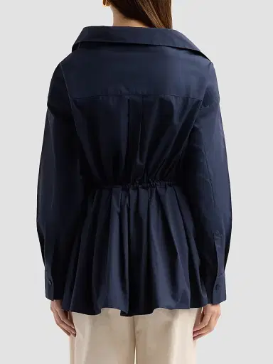 Rosie Assoulin Women's Falling Asymmetric Off-The-Shoulder Top - Navy | Thumbnail 3