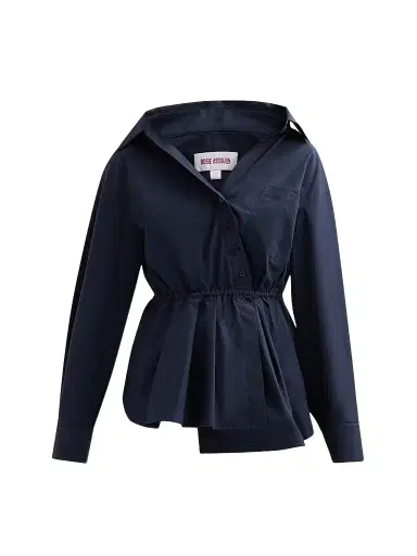 Rosie Assoulin Women's Falling Asymmetric Off-The-Shoulder Top - Navy | Thumbnail 1