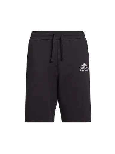 Balmain Men's Vine Logo Cotton Sweatshorts - Noir Blanc | Thumbnail 1