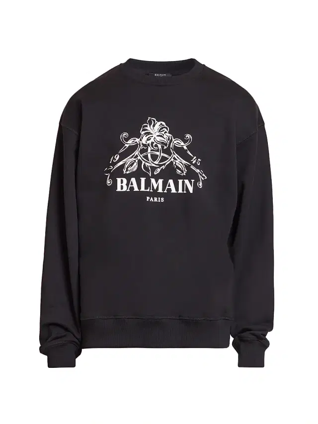 Men's Vine-Print Logo Graphic Cotton Sweatshirt - Noir Blanc