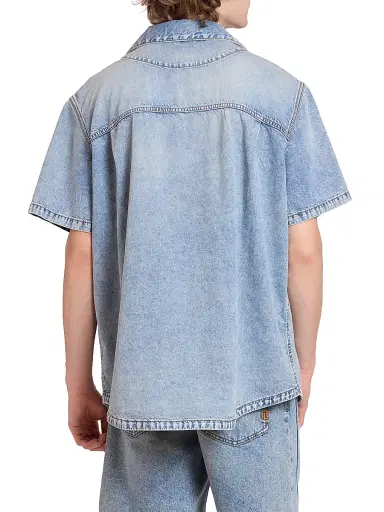Balmain Men's Cotton Denim Camp Shirt - Bleu Jean Clair | Thumbnail 5