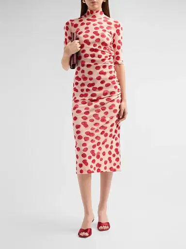 Stella McCartney Women's Raspberry-Print Mesh Pencil Skirt | Thumbnail 2
