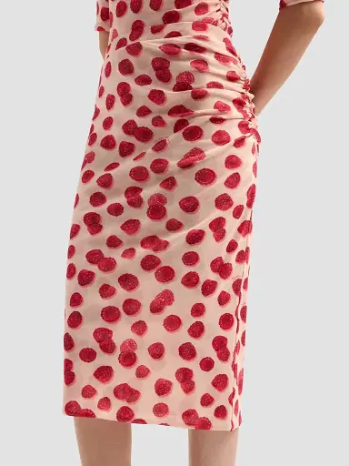 Stella McCartney Women's Raspberry-Print Mesh Pencil Skirt | Thumbnail 5