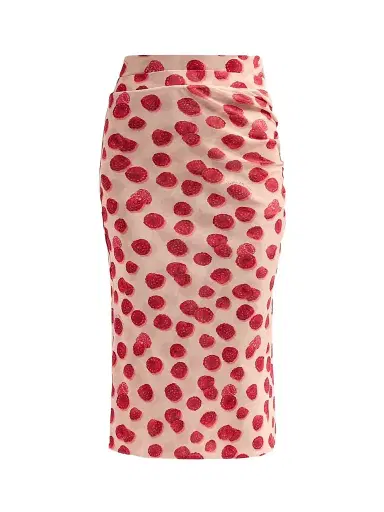 Stella McCartney Women's Raspberry-Print Mesh Pencil Skirt | Thumbnail 1