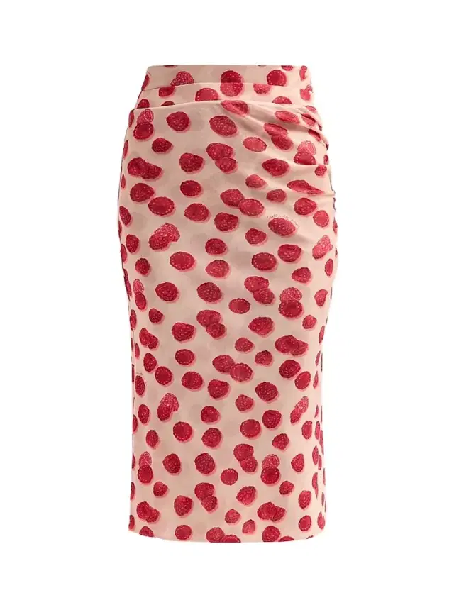 Stella McCartney Women's Raspberry-Print Mesh Pencil Skirt - Raspberry