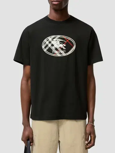 Burberry Men's Ryan Knight Stamp Crewneck T-Shirt - Black | Thumbnail 2