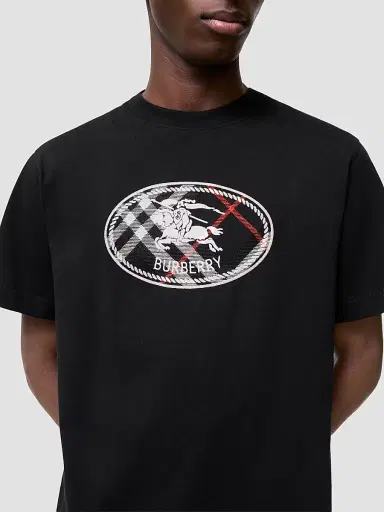 Burberry Men's Ryan Knight Stamp Crewneck T-Shirt - Black | Thumbnail 3