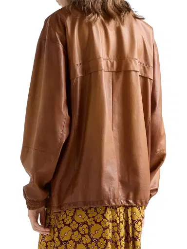 Prada Women's Nappa Leather Jacket - Brown - Size 8 | Thumbnail 4