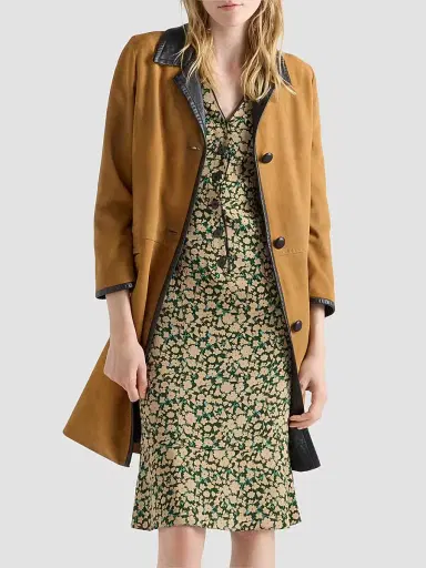Prada Women's Embroidered Printed Sable Dress | Thumbnail 2 Prada Women's Embroidered Printed Sable Dress | Thumbnail 2