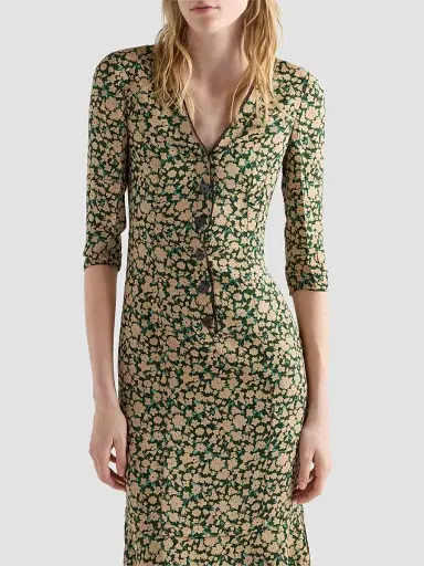 Prada Women's Embroidered Printed Sable Dress | Thumbnail 3 Prada Women's Embroidered Printed Sable Dress | Thumbnail 3