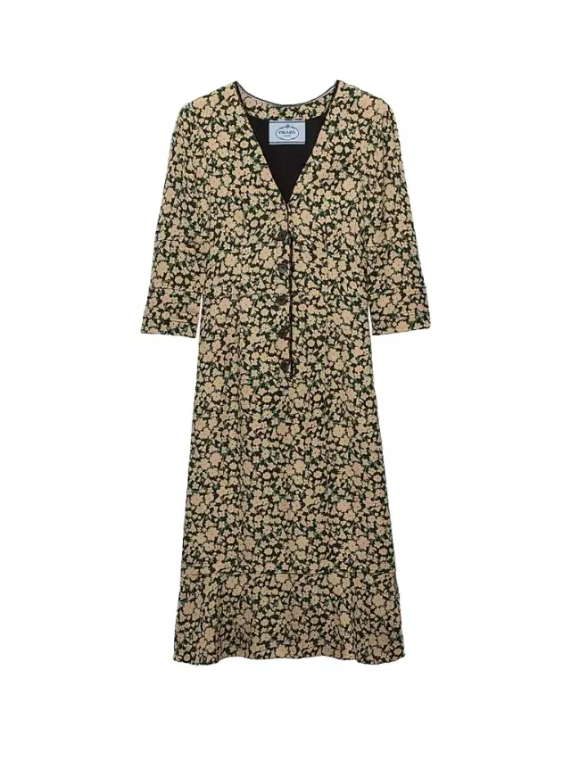 Prada Women's Embroidered Printed Sable Dress - Green