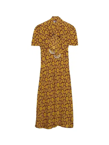 Prada Women's Embroidered Printed Sable Dress | Thumbnail 1