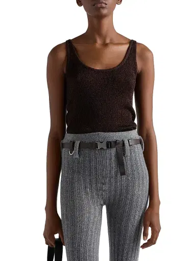 Prada Women's Lamé Tank Top - Brown | Thumbnail 2