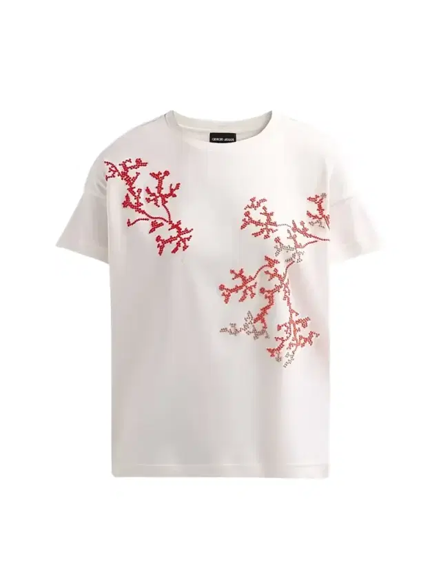 Giorgio Armani Women's Embroidered Silk-Cotton T-Shirt - Solid White