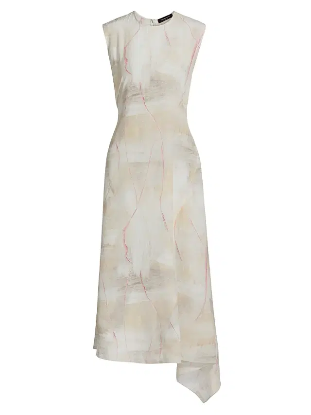 Fabiana Filippi Women's Crepe De Chine Draped Midi-Dress - Natural