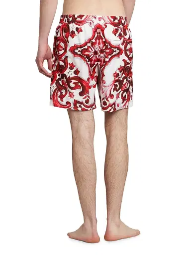 Dolce & Gabbana Men's Majolica Drawstring Swim Trunks - Maiolica Rubino - Size XL | Thumbnail 5