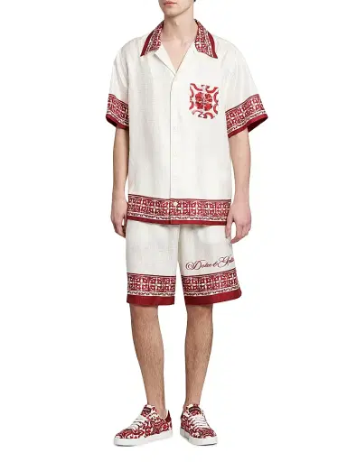 Dolce & Gabbana Men's Jacquard Silk Twill Shorts - Maiolica Rubino - Size 38 | Thumbnail 2 Dolce & Gabbana Men's Jacquard Silk Twill Shorts - Maiolica Rubino - Size 38 | Thumbnail 2