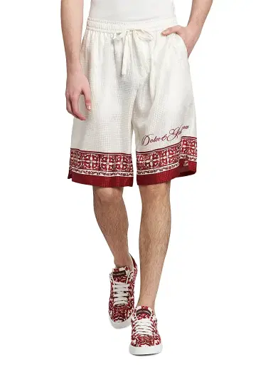 Dolce & Gabbana Men's Jacquard Silk Twill Shorts - Maiolica Rubino - Size 38 | Thumbnail 3 Dolce & Gabbana Men's Jacquard Silk Twill Shorts - Maiolica Rubino - Size 38 | Thumbnail 3