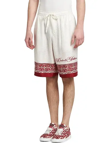 Dolce & Gabbana Men's Jacquard Silk Twill Shorts - Maiolica Rubino - Size 38 | Thumbnail 4 Dolce & Gabbana Men's Jacquard Silk Twill Shorts - Maiolica Rubino - Size 38 | Thumbnail 4