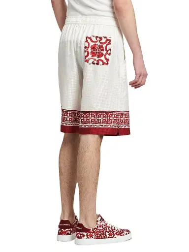 Dolce & Gabbana Men's Jacquard Silk Twill Shorts - Maiolica Rubino - Size 38 | Thumbnail 5 Dolce & Gabbana Men's Jacquard Silk Twill Shorts - Maiolica Rubino - Size 38 | Thumbnail 5
