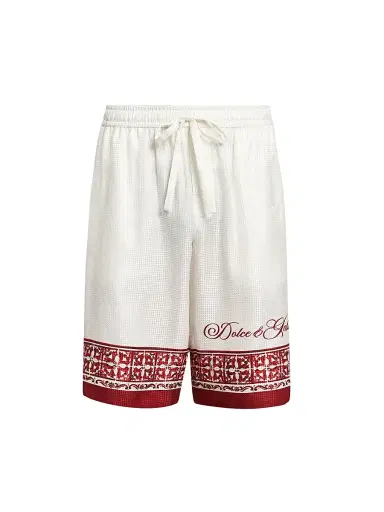 Dolce & Gabbana Men's Jacquard Silk Twill Shorts - Maiolica Rubino - Size 38 | Thumbnail 1 Dolce & Gabbana Men's Jacquard Silk Twill Shorts - Maiolica Rubino - Size 38 | Thumbnail 1