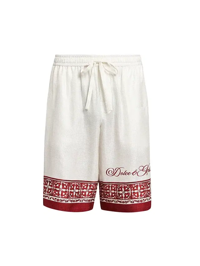 Dolce & Gabbana Men's Jacquard Silk Twill Shorts - Maiolica Rubino