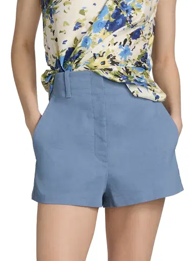 A.L.C. Women's Liam Linen-Blend Shorts - Dusk Blue - Size 14 | Thumbnail 3