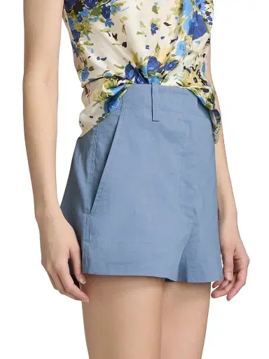 A.L.C. Women's Liam Linen-Blend Shorts - Dusk Blue - Size 14 | Thumbnail 4