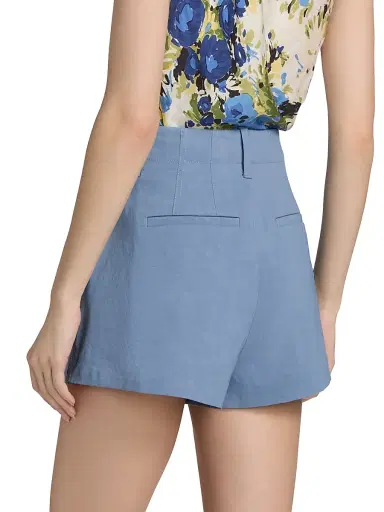A.L.C. Women's Liam Linen-Blend Shorts - Dusk Blue - Size 14 | Thumbnail 5