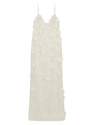 Simkhai Women's Maven Floral-Appliqué Sequined Lace Gown - White - Size 0 | Thumbnail 1 Simkhai Women's Maven Floral-Appliqué Sequined Lace Gown - White - Size 0 | Thumbnail 1