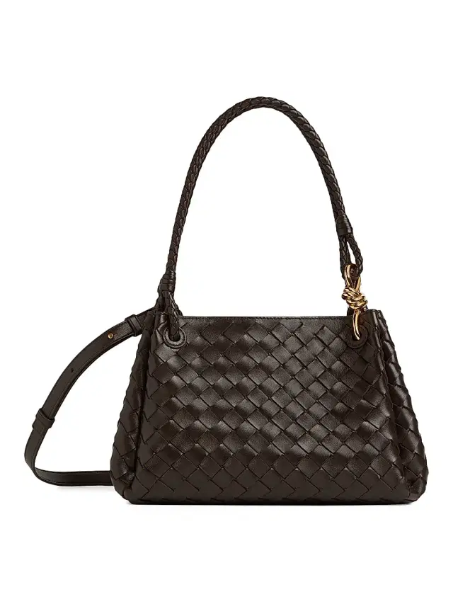 Bottega Veneta Women's  Parachute Intrecciato Leather Shoulder Bag - Fondant Brass