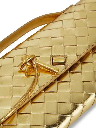 Bottega Veneta Women's Andiamo Metallic Woven Leather Pouch | Thumbnail 5