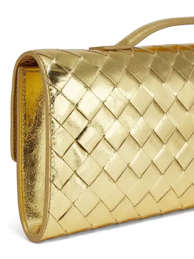 Bottega Veneta Women's Andiamo Metallic Woven Leather Pouch | Thumbnail 6