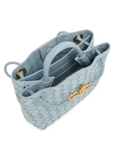 Bottega Veneta Women's Andiamo Small Intrecciato Suede Top Handle Bag - Mineral | Thumbnail 3 Bottega Veneta Women's Andiamo Small Intrecciato Suede Top Handle Bag - Mineral | Thumbnail 3