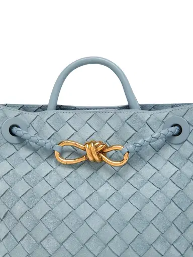Bottega Veneta Women's Andiamo Small Intrecciato Suede Top Handle Bag - Mineral | Thumbnail 4 Bottega Veneta Women's Andiamo Small Intrecciato Suede Top Handle Bag - Mineral | Thumbnail 4