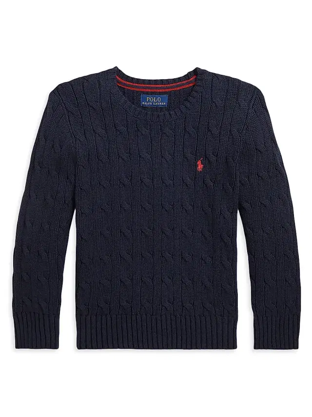 Polo Ralph Lauren Little Boy's & Boy's Cable-Knit Crewneck Sweater - Navy