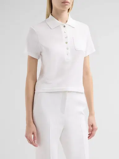 Vince Women's Cotton Crop Polo Top | Thumbnail 4 Vince Women's Cotton Crop Polo Top | Thumbnail 4