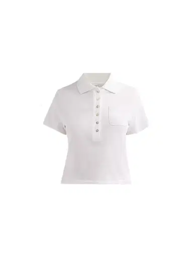 Vince Women's Cotton Crop Polo Top | Thumbnail 1 Vince Women's Cotton Crop Polo Top | Thumbnail 1