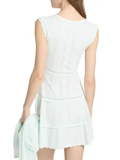 LoveShackFancy Women's Laighton Pointelle-Knit Tiered Minidress - Dusty Lagoon - Size XL | Thumbnail 5 LoveShackFancy Women's Laighton Pointelle-Knit Tiered Minidress - Dusty Lagoon - Size XL | Thumbnail 5