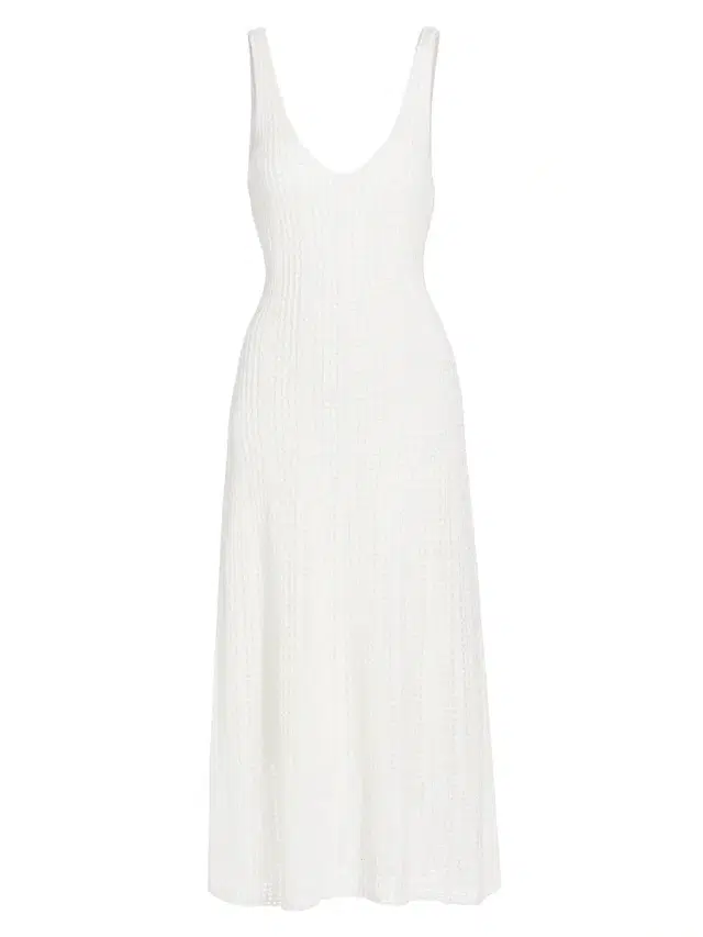 Vince Women's Mesh Grid Godet Midi-Dress - Off White