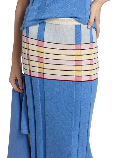 Guest in Residence Women's Striped Silk-Linen Midi-Skirt - Delft Blue Combo | Thumbnail 6 Guest in Residence Women's Striped Silk-Linen Midi-Skirt - Delft Blue Combo | Thumbnail 6