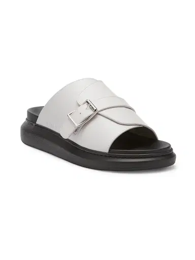 Alexander McQueen Men's Hybrid Buckle Rubber Slide Sandals - Ash Grey - Size 8.5 | Thumbnail 2